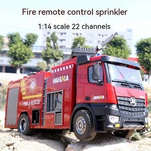 Electric/RC-auto 1 14 Huina op afstand bestuurde vrachtwagen 22-kanaals simulatie Simulatie Sprinkler Brandweerwagen RC Elektrische voertuig Kindervoer Toy Car Cadeau 240424