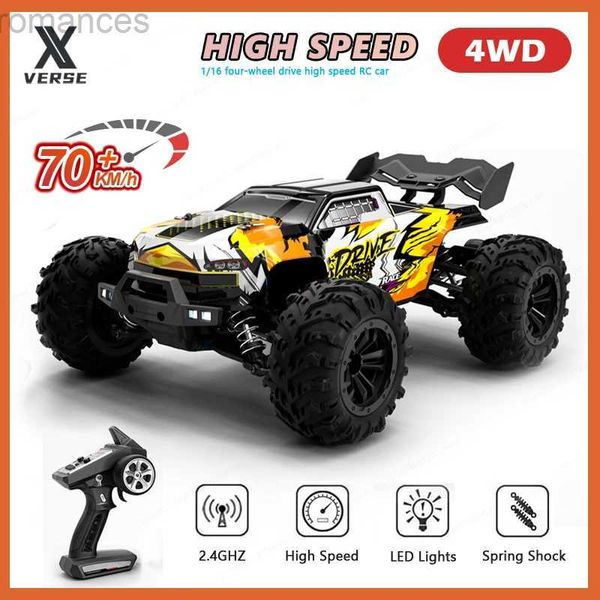 Electric/RC Car 1 16 70 km/h Alta velocidad CAR RC con LED 2.4G 4WD 4WD Control remoto Car Off Road 4x4 Monster Truck Toys para niños 16102Pro 240411