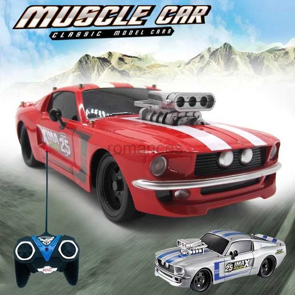 Voiture électrique / RC 1 16 RC Car Retro Ford Mustang Model 4 Channels Remote Control Car 27MHz avec des lumières musicales Toys cadeaux pour enfants 240424