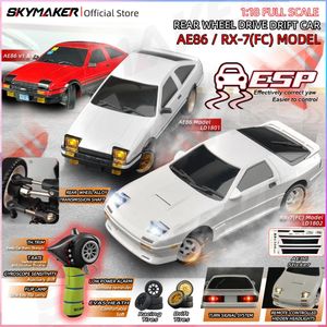 Coche eléctrico / RC 1 18 AE86 Modelo LD1801 RX-7 FC LD1802 RC Drift Car 1/18 2.4G Control remoto en la carretera ESP Giroscopio LED Mini RC Racing Car Toys 231117