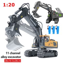 Electric/RC CAR 1 20 High Tech 11 kanalen RC Excavator Dump Trucks Bulldozer Legering Plastic Engineering Voertuig Elektronisch speelgoed voor jongensgeschenken 221209