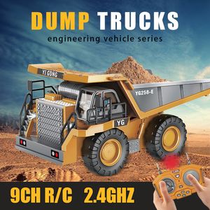 Elektrische RC Auto 1 24 9CH RC Legering Dump Truck Techniek Voertuig Heftruck Zware Graafmachine Afstandsbediening Speelgoed voor Jongens kinderen Geschenken 230801