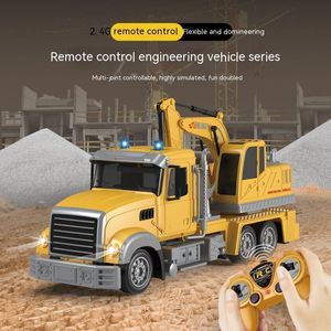 Elektrische RC -auto 1 24 Remote Control Excavator Children S Toy Crane Mixer Truck Simulation Model Engineering 221122