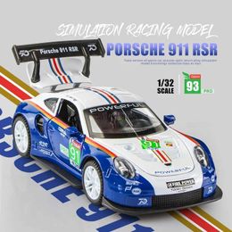 Voiture électrique/RC 1 32 Porsche 911 GT3 RSR bleu voiture alliage modèle de voiture simulation voiture décoration collection cadeau jouet moulage sous pression modèle garçon jouet A40L231223