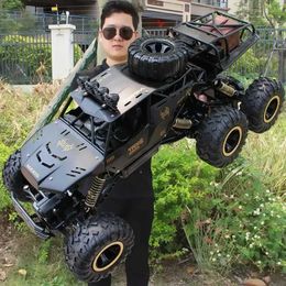 Elektrische/RC-auto 1 8 46cm Big Size 6 Wiel 4WD RC Car Toys Metal Legering Body Remote Regel Offroad 4x4 Truck High-Speed Electric Toy for Kid Gift T240428