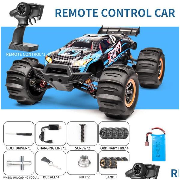 Coche eléctrico / RC 110 Escala 2.4G RC Control remoto de alta velocidad Vehículo todoterreno 4WD 70 km / H Camión sin escobillas Modelo eléctrico Juguetes Niño GIF Dhnox