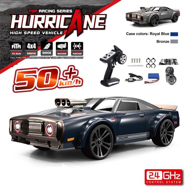 Voiture RC électrique 16303 1 16 50 KM H RC 4WD avec télécommande LED Muscle Drift Racing à grande vitesse pour enfants vs Wltoys 144001 Jouets 230801