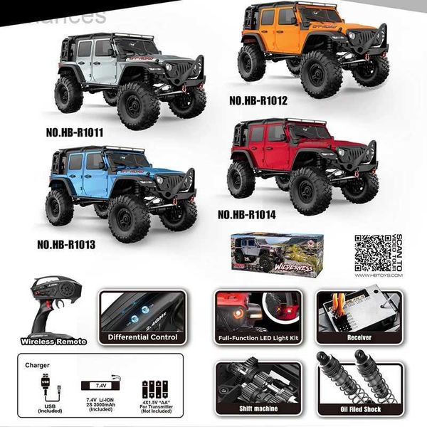 Electric/RC Car 2024 NEW Huangbo 1 10 Rupee Ken Proporción completa RC Modelo de control remoto Simulación Tamaño grande Vehículo todoterreno 240411