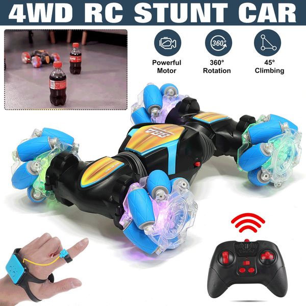 Coche eléctrico RC 4WD 2 4G Stunt RC 360 Rotación Deriva Gesto Control de inducción Torsión Vehículo todoterreno con música ligera Regalo de juguete 220829