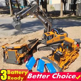 Electric/RC CAR 4WD Childrens Remote Controled Excavator RC Car Alloy Dump Truck Bulldozer Engineering Off-Road 4x4 Voertuig Jongens en Girls Toy Childrens GiftSL2404