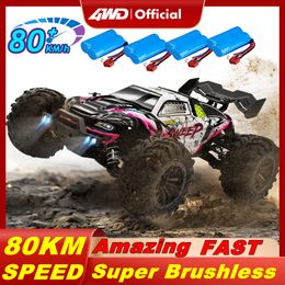 Voiture électrique/RC 4WD RC Car 50 KM/H brossé ou 80 KM sans balais Radio haute vitesse télécommande hors route pour enfants adultes Monster Truck enfants jouet 230901