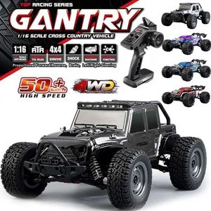 Electric/RC CAR 4WD RC-auto met LED-verlichting 2.4G Radio Remote Control Cars buggy off-road controle Trucks Boys Toys for Children 1 16 50 km/h 240424