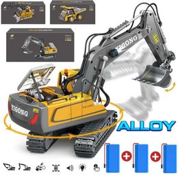 Electric/RC CAR 4WD Remote-gecontroleerde RC CAR Alloy Excavator Dump Truck Bulldozer Light Music Radio Engineering Electric Toys Childrens GiftSL2404