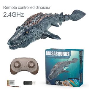 Eléctrico RC Car Boy Control remoto eléctrico Juguete Simulación Dinosaurio Juguetes acuáticos Canglong Swim Spray Balanceándose bajo el agua para niños Regalo 231215