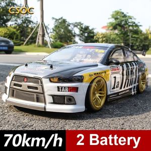 Coche eléctrico RC CSOC RC Racing Drift 70 km h 1 10 Control remoto Aceleración de un clic en batería doble Big Off road 4WD Juguetes para niños 230726