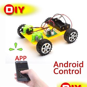 Elektrische/Rc Auto Diy Plastic Model Kit Mobiele Telefoon Afstandsbediening Speelgoedset Kinderen Natuurkunde Wetenschapsexperiment Gemonteerde Rc Auto's Radio Lj20 Dhclz