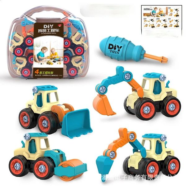 Voiture électrique RC bricolage vis ingénierie véhicule camion pelle rouleau de route Bulldozer enfants jouet cadeau 231218