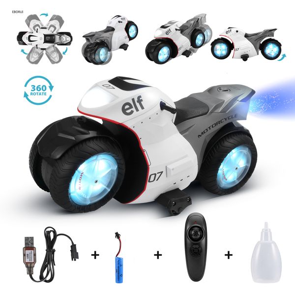 Coche eléctrico RC EBORUI Motocicleta RC de alta velocidad 2WD 2 4Ghz 360 Acción giratoria Deriva giratoria Control remoto Stunt Moto para niños Juguete de regalo 221122