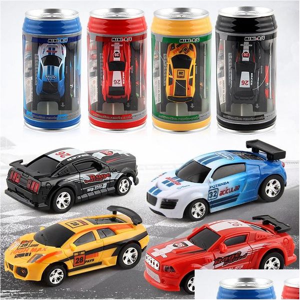 Elektrische/Rc-auto Elektrische Mini Rc-auto Creatieve colablikje Pocket Racing met led-verlichting Microsensor Mobiele telefoon Afstandsbediening 3 modi Gi Dhznc