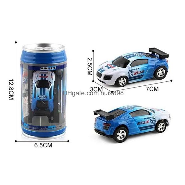 Electric / Rc Car Electric Mini Rc Creative Coke Can Pocket Racing con luces LED Micro Sensor Teléfono celular Control remoto 3 modos Regalo Dhres