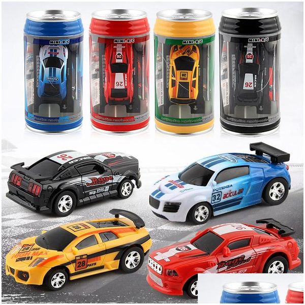 Electric / Rc Car Electric Mini Rc Creative Coke Can Pocket Racing con luces LED Micro Sensor Teléfono celular Control remoto 3 modos Regalo Dhbqa