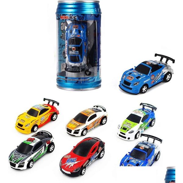 Electric / Rc Car Electric Mini Rc Creative Coke Can Pocket Racing con luces LED Micro Sensor Teléfono celular Control remoto 3 modos Regalo Dhzer