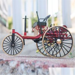 Electric/RC CAR Electric RC 1 12 1886 Vintage Classic No Alloy Model Simation Tricycle Toy For Children Gift Collection 221103 Drop DHQAG