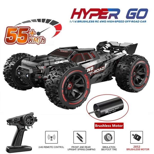 Electric/RC Car Electric RC Car MJX Hyper Go 1 14 4WD Sin escobillas RC 55KM H Deriva de alta velocidad Monster Truck 2.4G Control remoto Juguetes eléctricos 240314