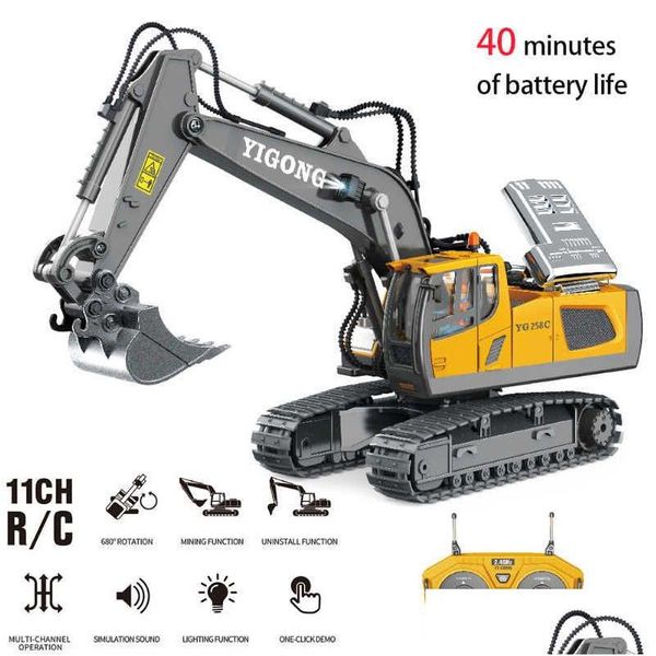 Eléctrico/RC Coche Eléctrico/RC Coche Control remoto Excavadora Bldozer Rc Juguetes Camión volquete Ingeniería eléctrica 2.4G Modelo de vehículo de alta tecnología Dhnoq