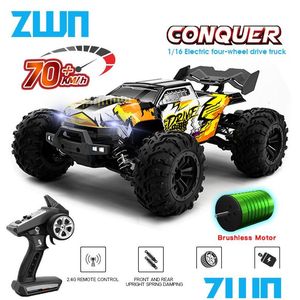 Electric/Rc Car Electric/Rc Car Zwn 1 16 70Km/H Or 50Km/H 4Wd Rc With Led Remote Control High Speed Drift Monster Truck For Kids Vs Wl Dh98V