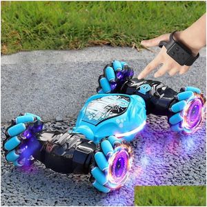 Electric / RC Car Electricrc RC avec LED Light Remote Control Watch Gestures Hand Gestures 360 ﾰ Rotation d'escalade Drift Electronic Adts Kid Toys OTYH3