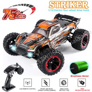 Coche eléctrico RC HBX 2105A T10 1 14 75KM H RC 4WD Control remoto sin escobillas Deriva de alta velocidad Monster Truck para niños vs Wltoys 144001 Juguetes 230906