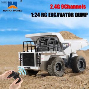 Voiture électrique / RC Huina 1 24 RC Excavator Truck Alloy Alloy 9ch Track-contrôlé Piste excavatrice Trump à benne basculante