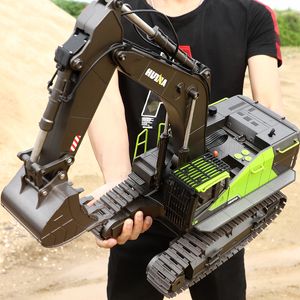 Electric RC Car Huina 1593 1558 RC Engineering Truck Machine 2 4G Remote Control Excavator Digger Alloy Tractor Toys Model 221122