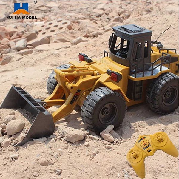 Eléctrico/RC Coche Huina 532 1/18 Rc Bulldozer Aleación Tractor Modelo 2.4G RC Crawler Radio Controlado Coches Camiones Ingeniería Coches Niño Niños Juguetes T240308