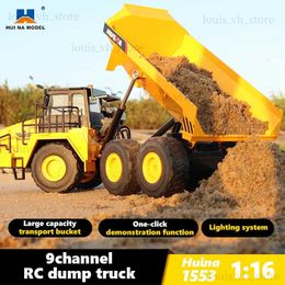 Elektrische / RC auto Huina 553 RC dumper Legering Dump Truck Tractor Afstandsbediening Radiogestuurd 2.4G 9 kanalen Techniek Voertuig Graafmachine Speelgoed voor kinderen T240308