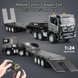 Voiture électrique / RC Huina Alloy RC Car Boys Toys Télétéopitade Camion Light Sound Radio-Control Trailer 1 24 Modèle de transport simulé Gift 240424