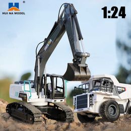 Electric/RC Car Huina RC Excavator 1 24 Legering 9CH Remote Controlled Crawler Excavator Dump Truck RC Tractor Excavation Children's Christmas Toy T221214