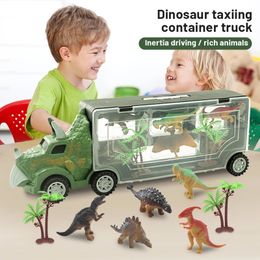 Elektrische RC Auto Kinderen Dinosaurus Transportspeelgoed Grote traagheidstruck Trekvoertuig Dierenretourkooi Spel Vakantiegeschenken 231218