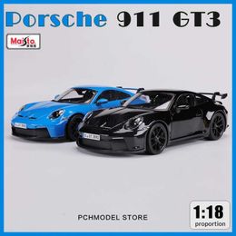 Voiture électrique/RC Maisto 1/18 Porsche 911 GT3 Racing Edition, modèle de voiture en alliage moulé sous pression, Collection Art déco, jouets, outils, cadeau, usine L231223