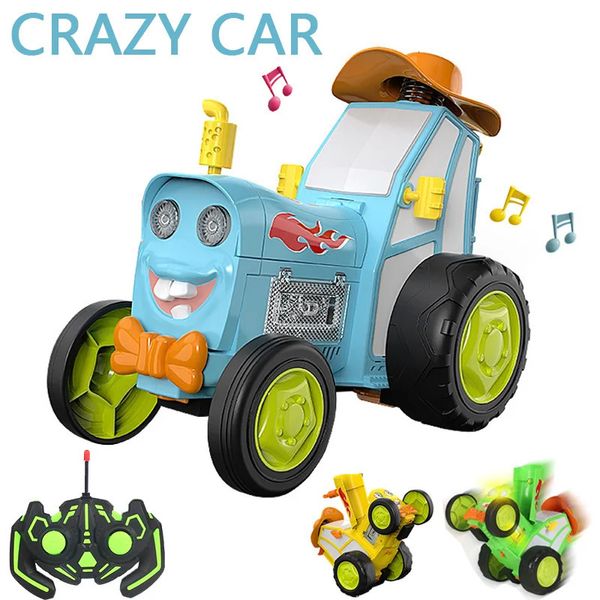 Voiture électrique/RC Mini voiture Rc avec lumières musicales véhicule de saut fou télécommande infrarouge voiture de cascade marcher debout camion Rc jouets drôles pour enfants 231115