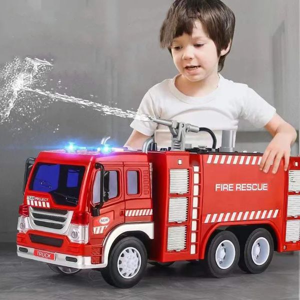 Voiture électrique RC surdimensionnée enfants pompier jouets camion de pompier jouet électrique pulvérisation d'eau musique lumière éducative pour enfants cadeau 231218