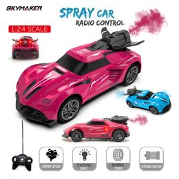 Voiture électrique RC RC 1/24/2/4Ghz, véhicule de course télécommandé 2WD avec lumière LED, jouet électrique de cascade de fumée pour enfants 231013