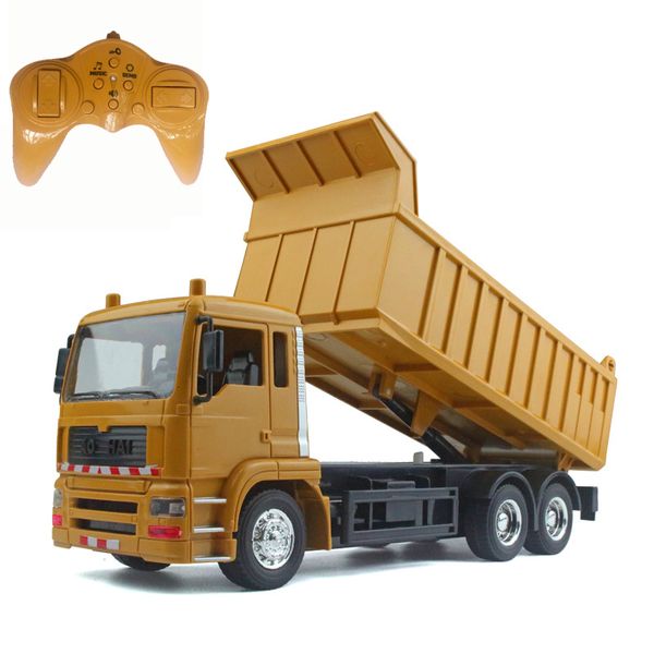 Électrique/RC voiture RC voiture camion à benne basculante jouets enfants garçons noël cadeaux d'anniversaire couleur jaune RC ingénierie véhicule camion modèle plage jouets transporteur 230728