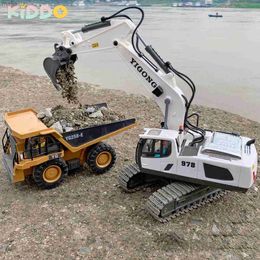 Electric / RC Car RC Excavator Truck Truck Bulldozer 1/20 2,4 GHz 11ch RC Truck Engineering Vehicle Enfildrens Education Toy avec musique légère Giftl2404