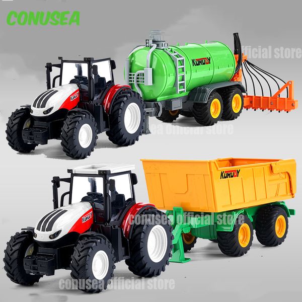 Électrique RC Voiture RC Tracteurs Agricoles Remorque 2 4G Radio Contrôlée Farming Simulator Camion Miniature Fermier Animal Modèle Jouets Enfants Garçon 230731