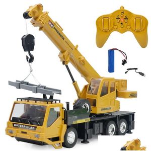 Voiture électrique / RC Rc Grue Grue Modèle de camion Jouets d'ingénierie pour enfants Garçons Anniversaire Cadeau de Noël Télécommande Derrick Freight Elev Dhhvo