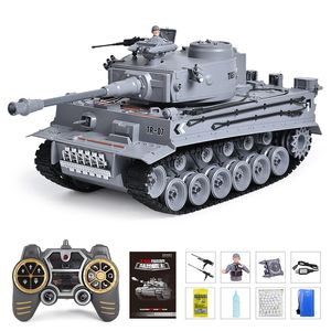 Electric/RC CAR RC Tank Shoot Bullet Rooking Infrarood Remote Control Tank speelgoed Tijger Militair model Vibrerend terugslag met geluids -LED Boy Gift 230525