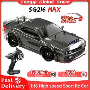 Electric/RC CAR SG216 Max 1 16 Borstelloze RC Drift -auto met LED 70 km/u of 40 km/u 4WD High Speed Racing RC Car Monster Truck voor kinderen Gift T240422