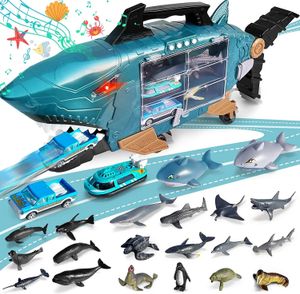 Jouets électriques de camion de requin de voiture de RC avec la musique menée animaux d'océan camions animaux de mer pour des enfants 231218